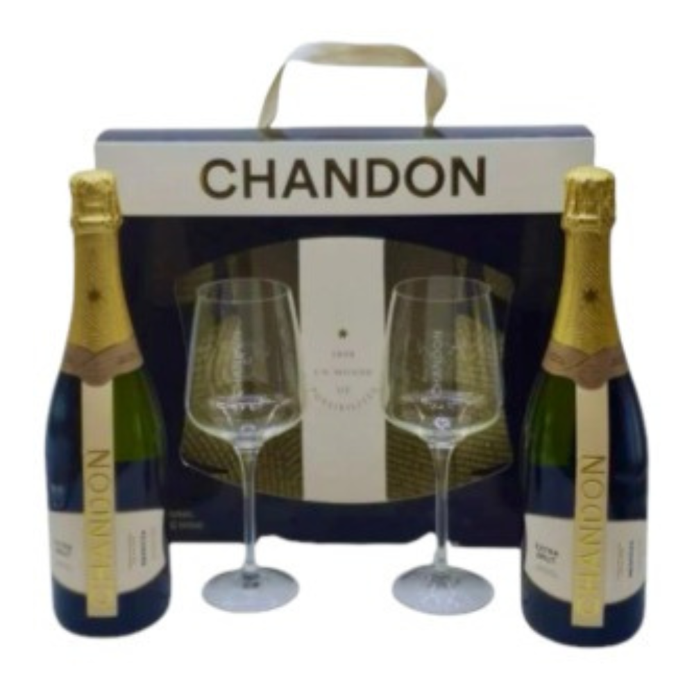 Estuche Chandon Extra Brut + Copas 2 x 750